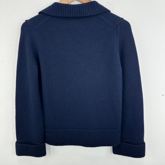 Magaschoni Preppy Collared V Neck Sweater Women's Size S Navy Blue Knit‎ Chic - Picture 8 of 8